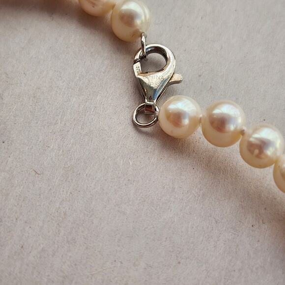 IPS International Pearl Necklace- Sterling Silver 925 Stamped Clasp 22" Beaded - Picture 8 of 12